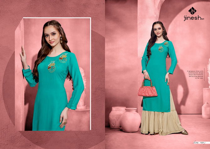 ZOOLEE Festive Wear Designer Rayon Heavy Designer Latest Kurti With Bottom Collection